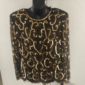 Vintage Stenay evening gold sequinned blues.Size XL